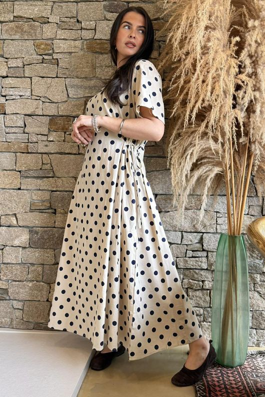 Vivienne Polka Dot Dress Navy /10=