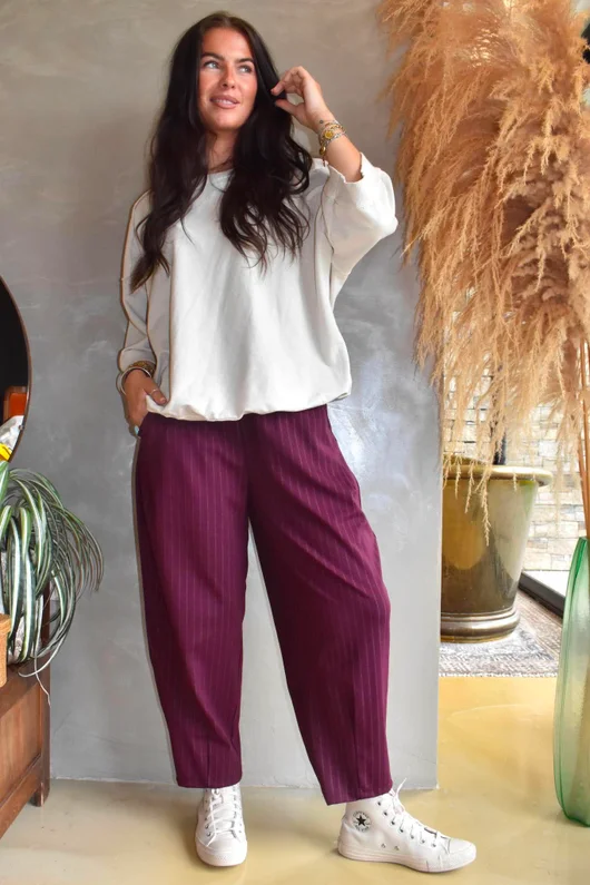 Wall Street Scuba Carrot Leg Trouser Burgundy