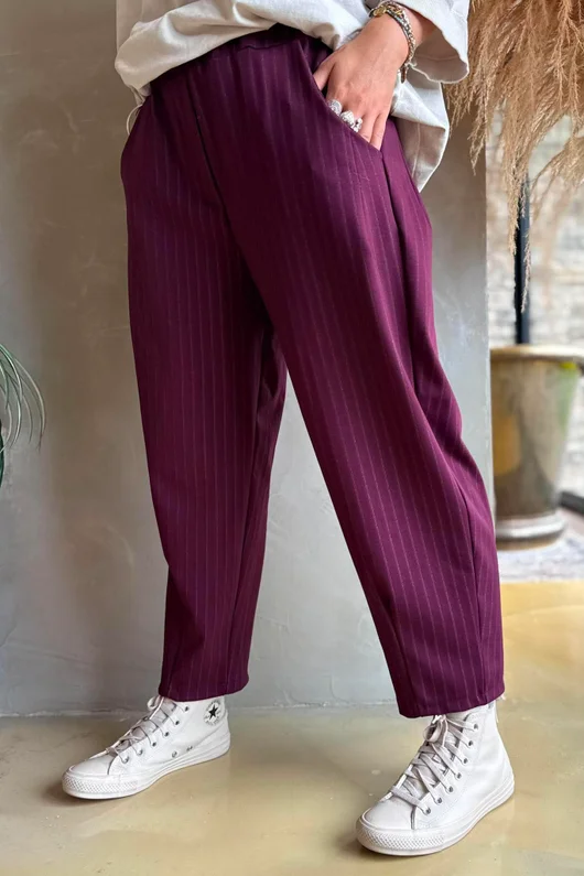 Wall Street Scuba Carrot Leg Trouser Burgundy