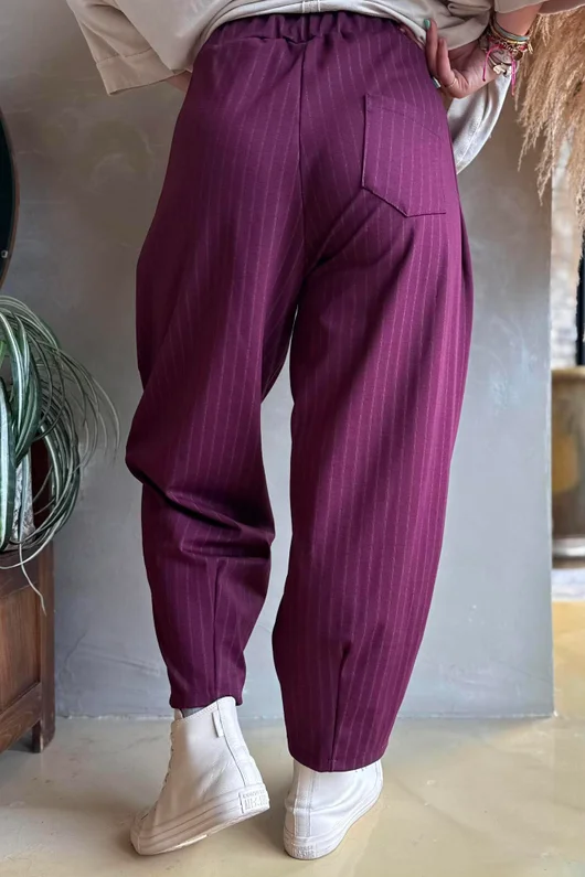 Wall Street Scuba Carrot Leg Trouser Burgundy