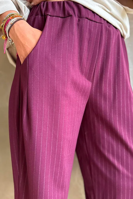 Wall Street Scuba Carrot Leg Trouser Burgundy