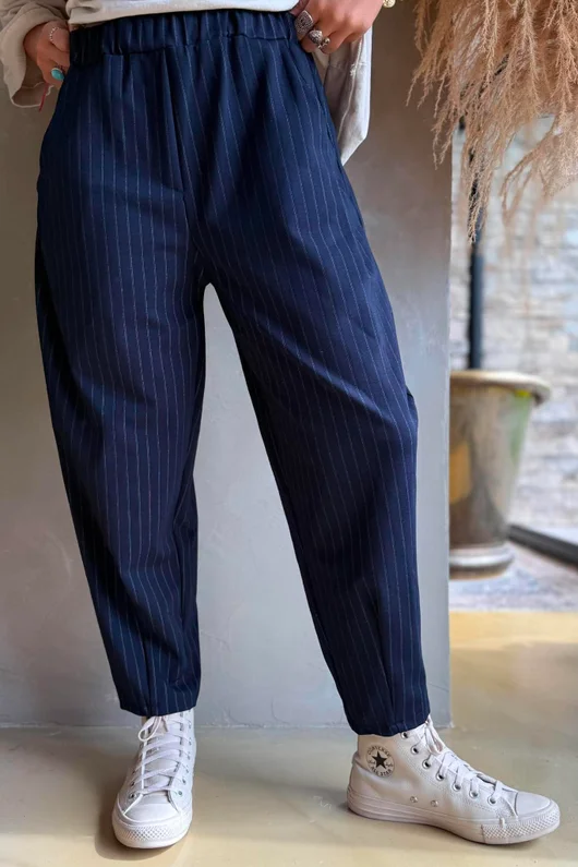 Wall Street Scuba Carrot Leg Trouser Navy