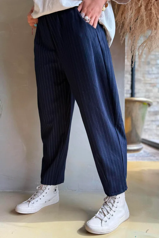 Wall Street Scuba Carrot Leg Trouser Navy