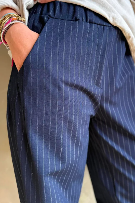 Wall Street Scuba Carrot Leg Trouser Navy