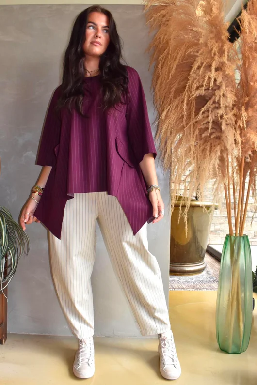 Wall Street Scuba Trapeze Top Burgundy