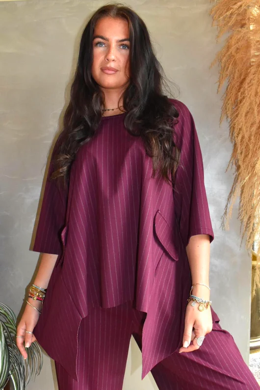 Wall Street Scuba Trapeze Top Burgundy