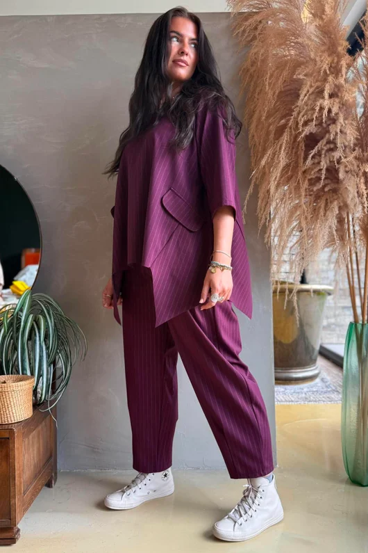 Wall Street Scuba Trapeze Top Burgundy