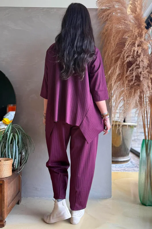 Wall Street Scuba Trapeze Top Burgundy