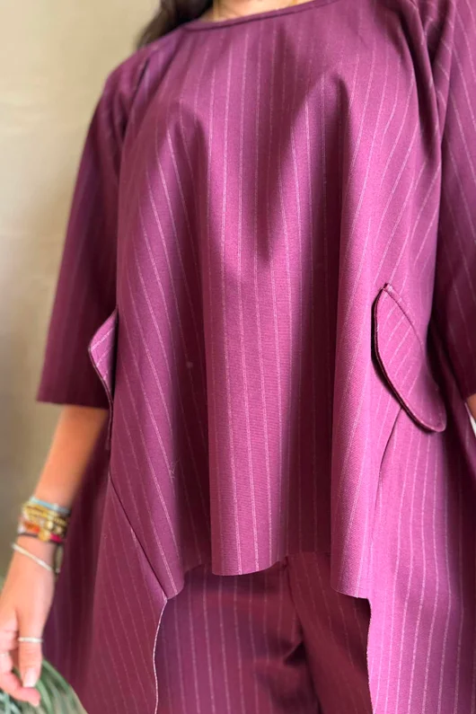 Wall Street Scuba Trapeze Top Burgundy