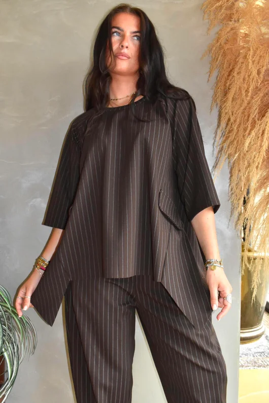 Wall Street Scuba Trapeze Top Coffee Bean