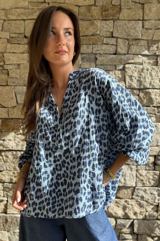  Zanzibar Pillow Cotton Hugh Shirt Celeste & Navy