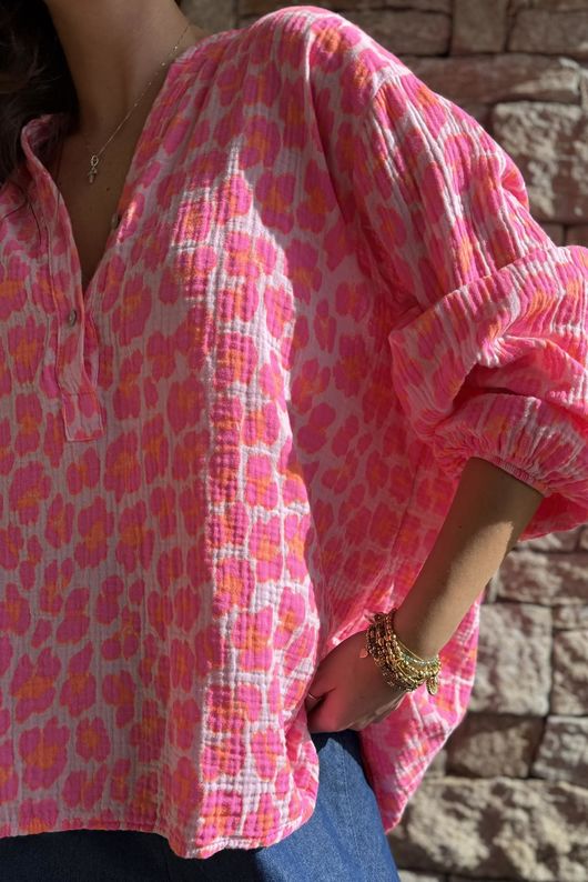 Zanzibar Pillow Cotton Hugh Shirt Rose & Hot Pink