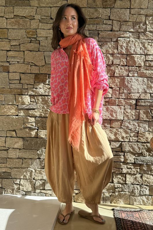 Zanzibar Pillow Cotton Hugh Shirt Rose & Hot Pink